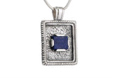 Rectangle pendant necklace: oxidized sterling silver with blue lapis lazuli - Fine Jewelry by Anastasia Savenko